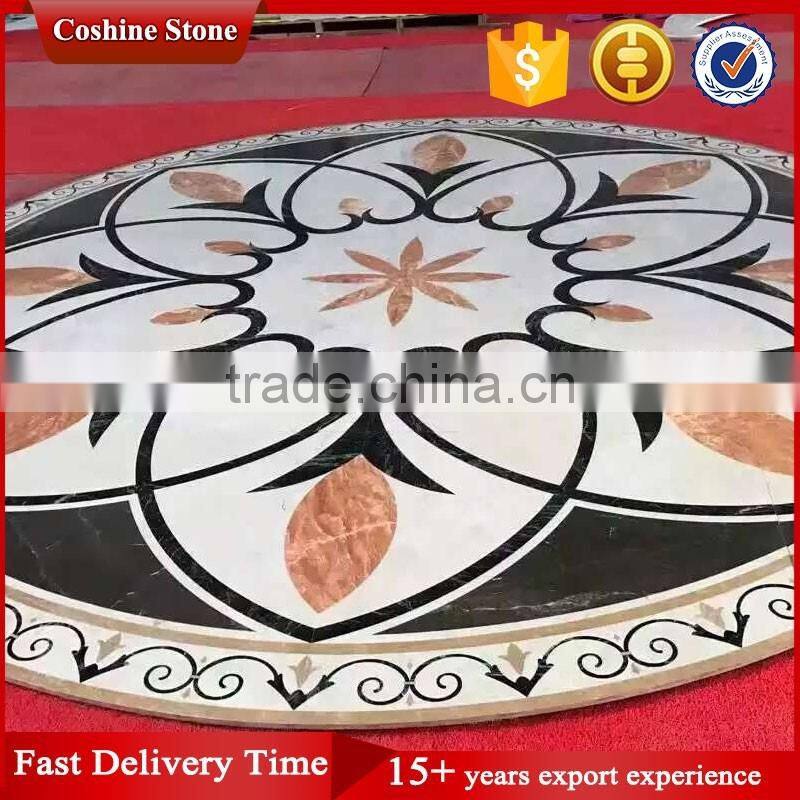 Modern marble waterjet inlay flooring design patterns