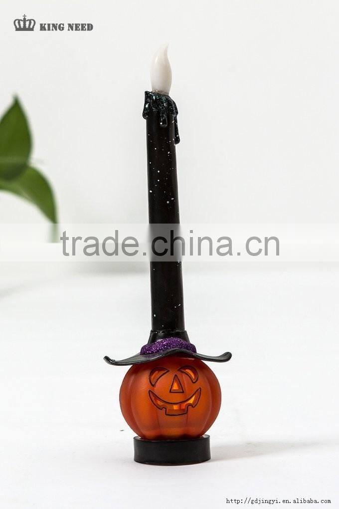 latest artificial acrylic LED candle light pumpkin shape base halloween decorations