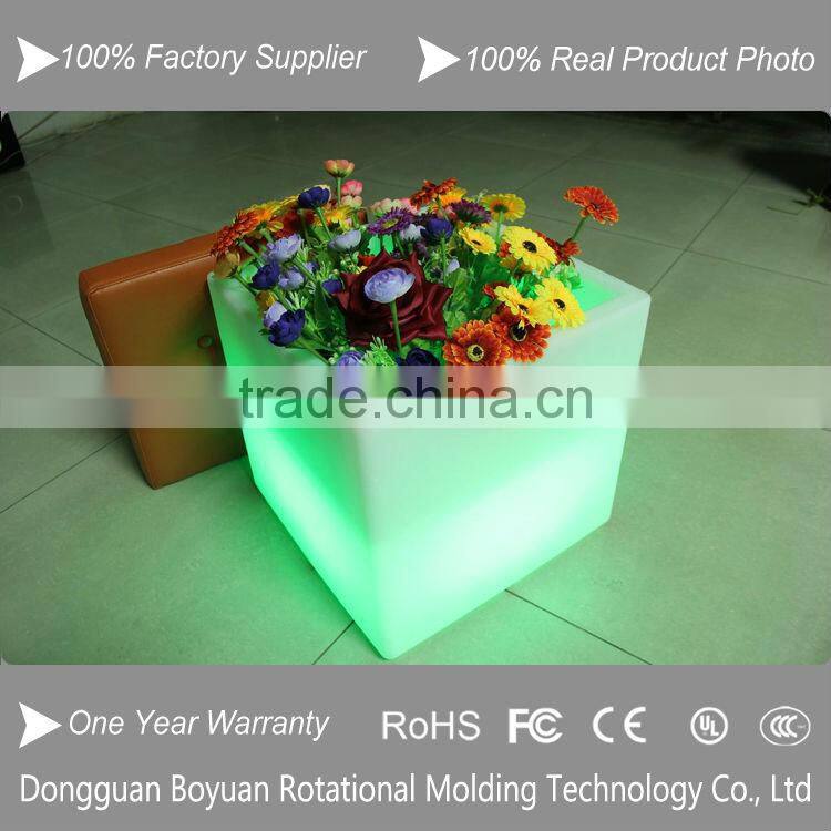 cubic shaped glowing balcony flower pots