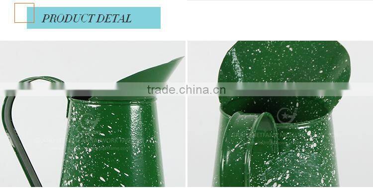Garden iron powder coating green bottles and jug for flower metal water jugs