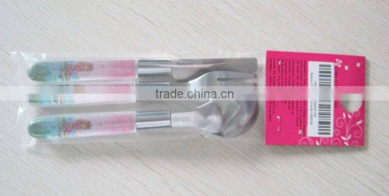 Korea type popular drop rubber Flower and price reasonable stainless steel promotional cutlery