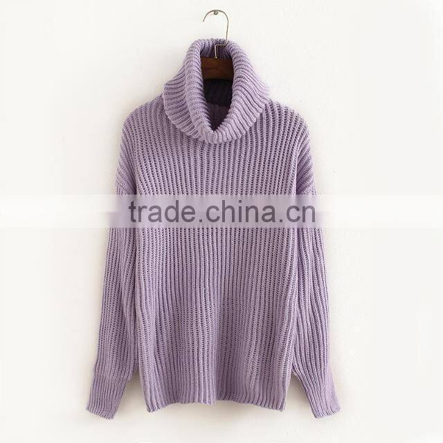 Fashion high quality Long Sleeve turtleneck brown pullover sweaters for women