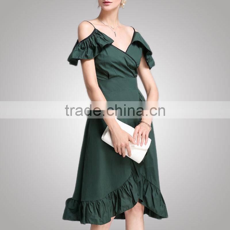 Fashion Design Classic Look Young Ladies Green Dress For Tall Women
