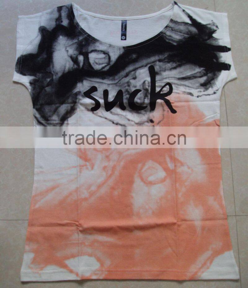 80% cotton 20% viscose printed ladies t -shirts