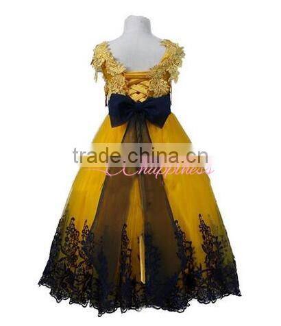 Beauty Yellow Lace Pageant Dresses for Little Girls