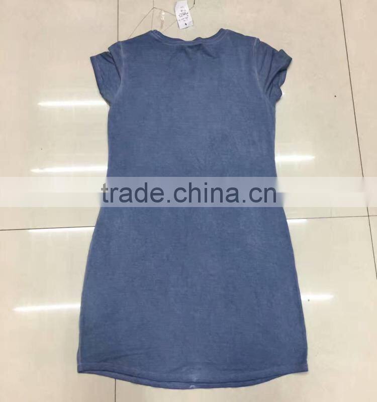 Women blank long washed t-shirt stock garment