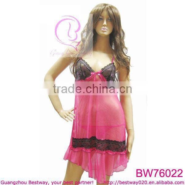 Very sexy hot pink transparent lingerie in sexy hot women lingerie
