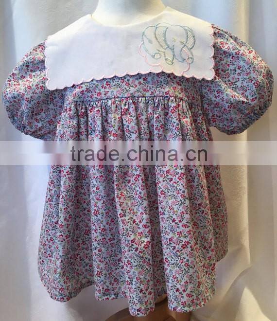 2017 wholesale kids beautiful model spain baby floral clothes frock dresses for baby wear