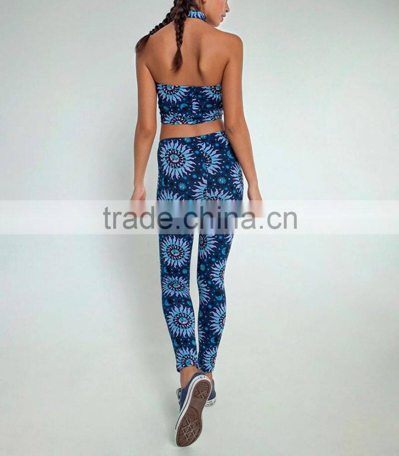 Custom 3 pieces leggings 90% POLYESTER 10% ELASTANE Sexy Bikini pants Sublimation Print Summer set