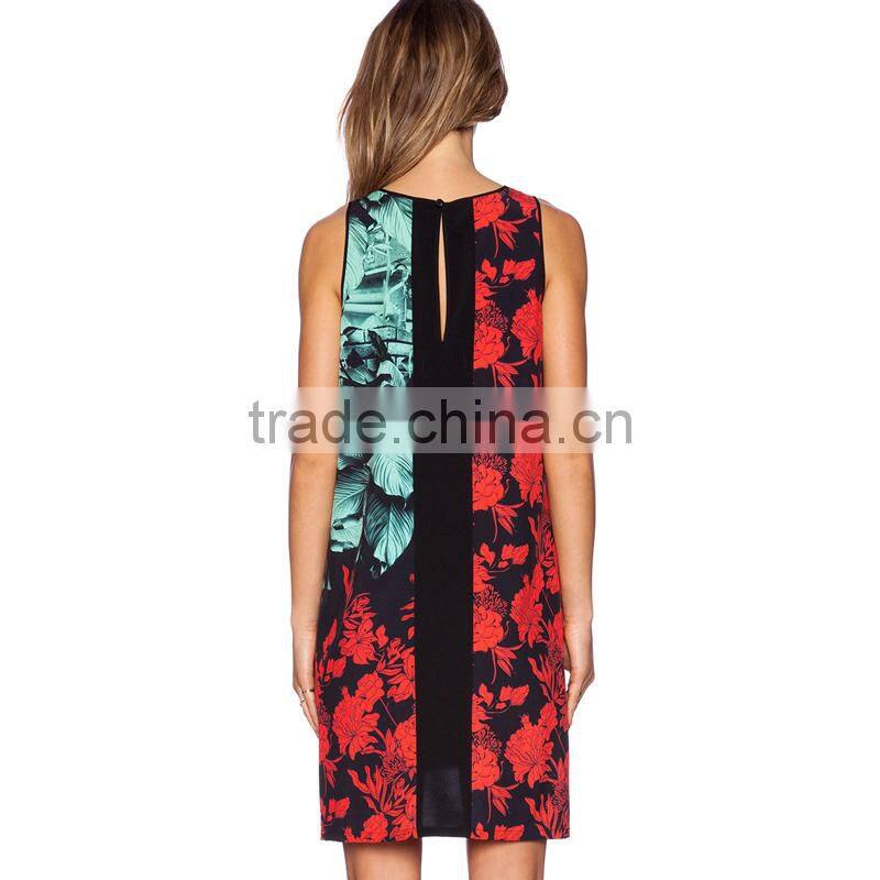 MGOO Hot Selling Custom Digital Print One Piece Dress Hi Low Floral Summer Dress Women Fashion Dress 15151A243