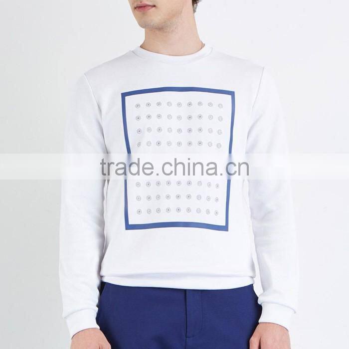 Warm stylish crew neck white long sleeve vintage sweatshirts