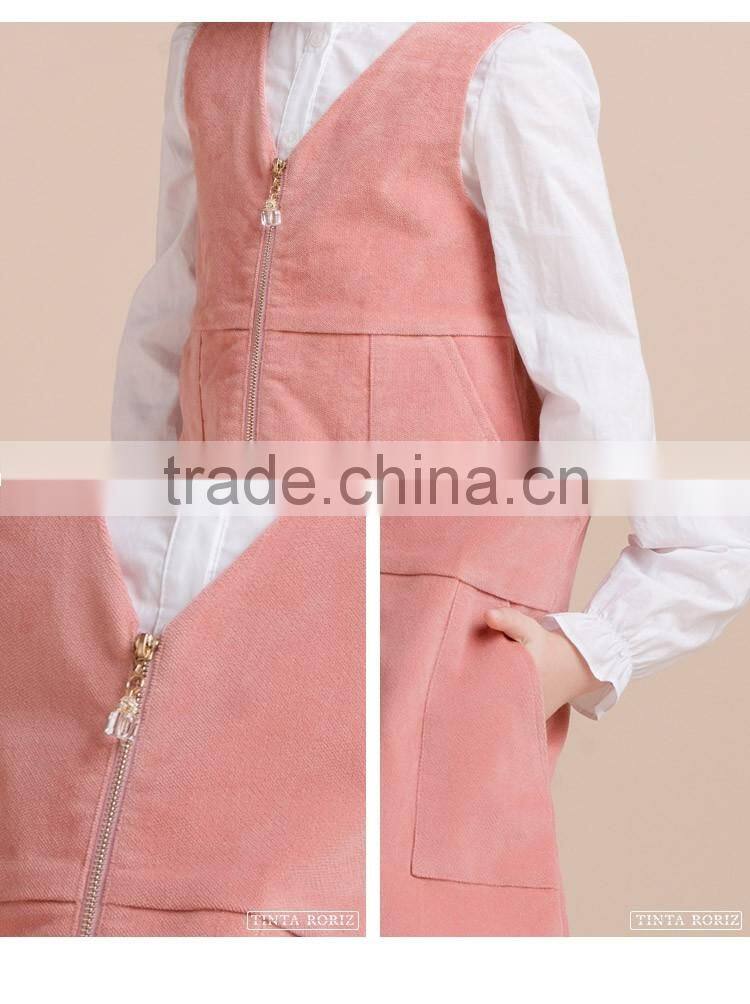 2017 Girls Casual Frock Designs For Party Kids Clothes Of 2pcs Set Including Sleeveless Dress And Shirt