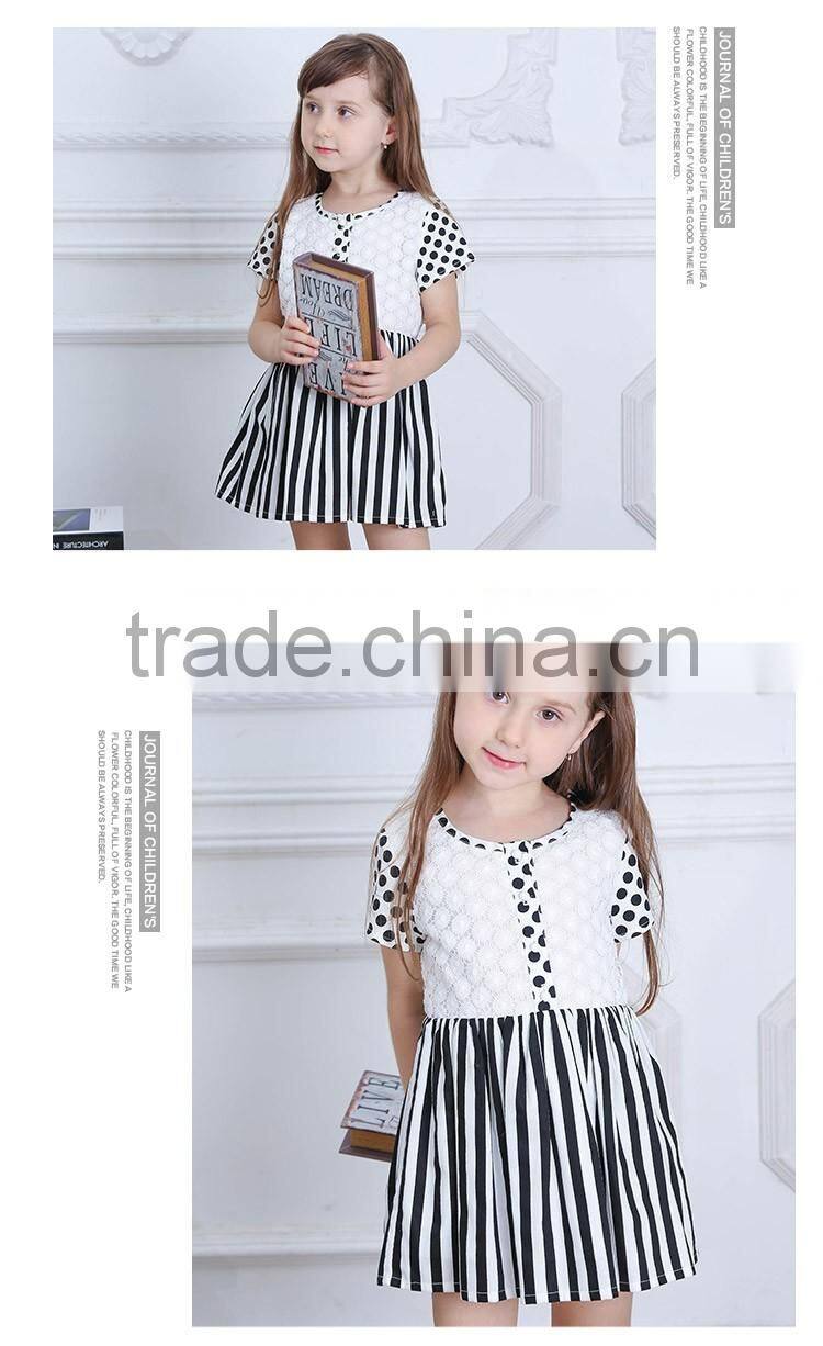 Summer New Fancy White & Black Polka Dot Frock Child Dress Baby Girls Dresses For 2-6 Years