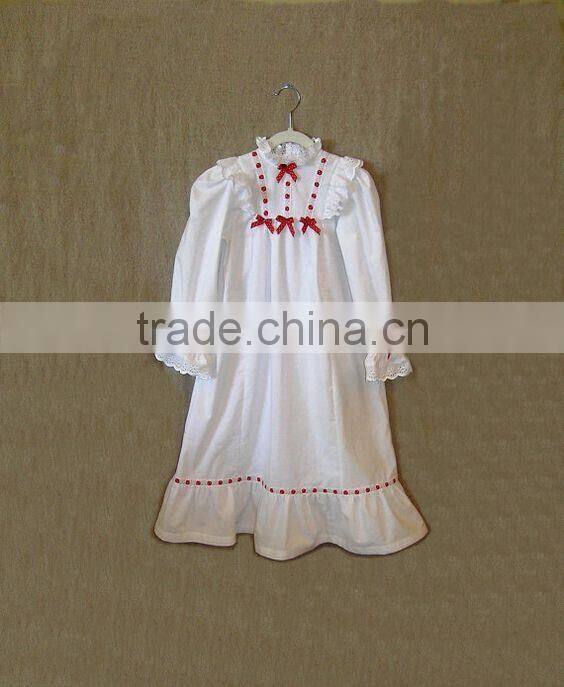 Girls Christmas Nightgrown Baby Kids White Elegant Dress