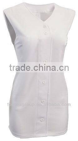 Create Teamwork Jersey 1846B On Deck Faux Full Button Sleeveless Womens