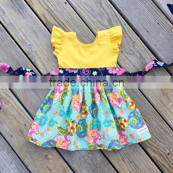 2017 wholesale children's boutique clothing baby clothes factory yellow rural style