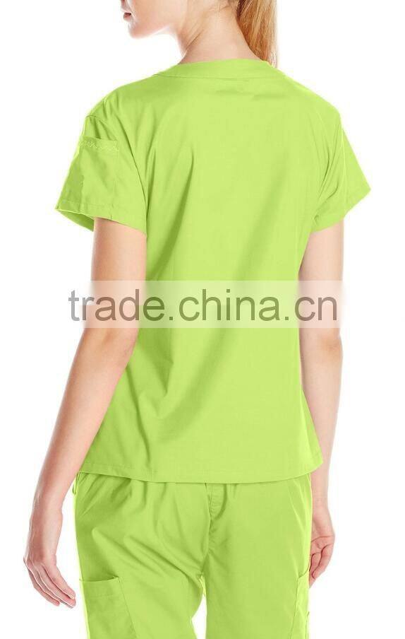 women's V-neck scrub top with closure hospital uniform