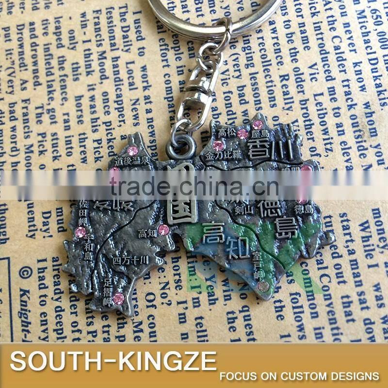 Unique Design Japan Four Islands Map Bronze Color Keychain