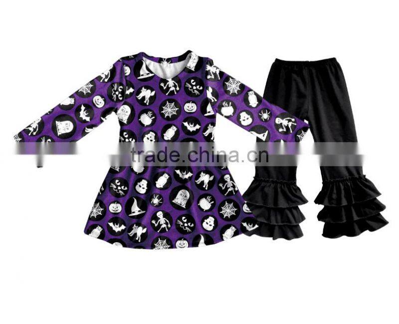New design kids halloween clothing children boutique set halloween boutique winter outfits