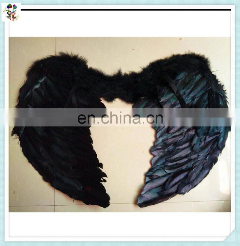 Gothic Fairy Dress Up Party Prop Black Feather Angel Wings with Halo HPC-0811