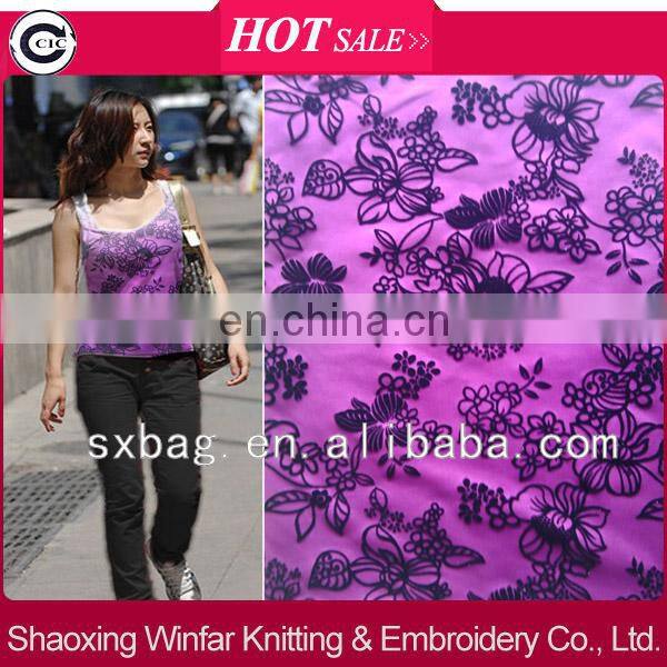 shaoxing winfar DTY flocked velvet textile printed knitted scuba fabric for garment
