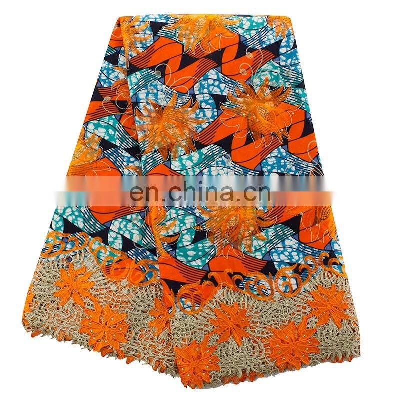 2016 African Style Beautiful design High Quality Wax Mix Guipure with Speical wax for makring clothe