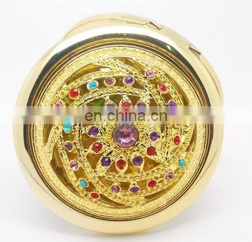 flower decoration gold metal make-up mirror
