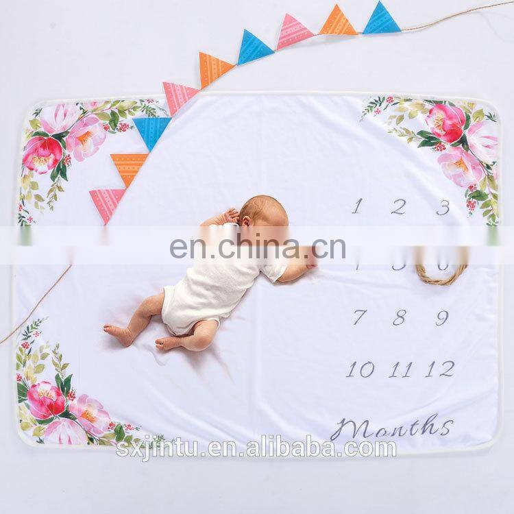 Soft fleece Custom your designs Baby Monthly Milestone Blanket