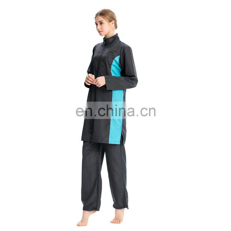 Islamic swimwear Women swim wear Summer Female 3pcs zipper Clothing Sets with hoodie Islamic Clothing bathsuit 5Colors & 5Size