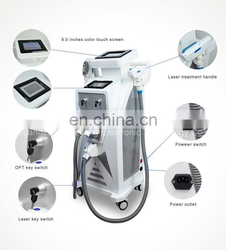 Good feedback e-light ipl rf nd yag laser multifunction machine for hot sale