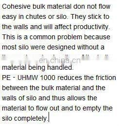 easily installed UHMWPE lining for bulk material silo liner/chute liner/truck bed liner