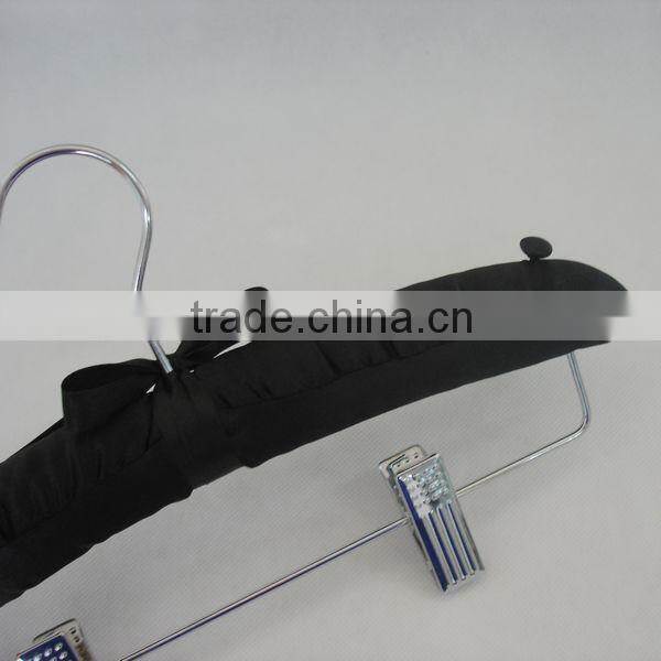 SS24 foams skirt hanger black satin hanger with clips