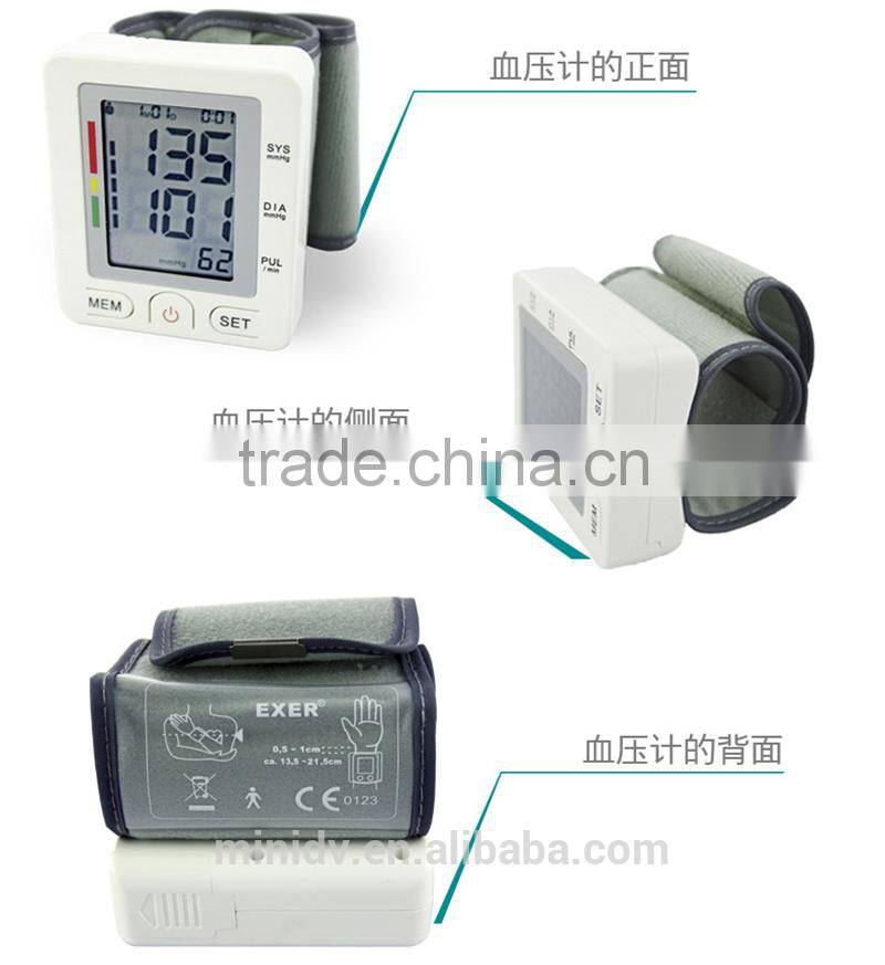 Android IOS APP Smartphone Control Automatic Inflating Wrist Watch Bluetooth Blood Pressure Monitor with Testing Heart Beat Rate