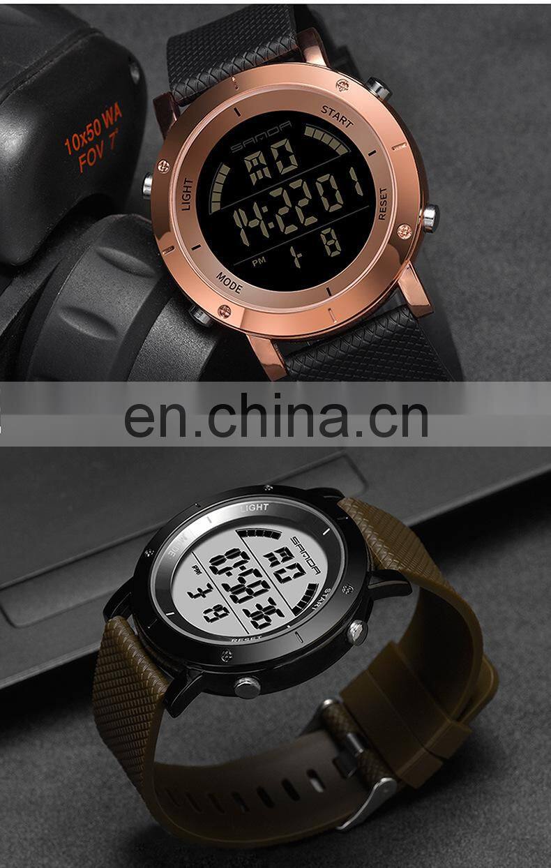 SANDA 410 Men Digital Fashion Chronograph Wristwatch Casual Silicone Calendar Sports Waterproof Watches