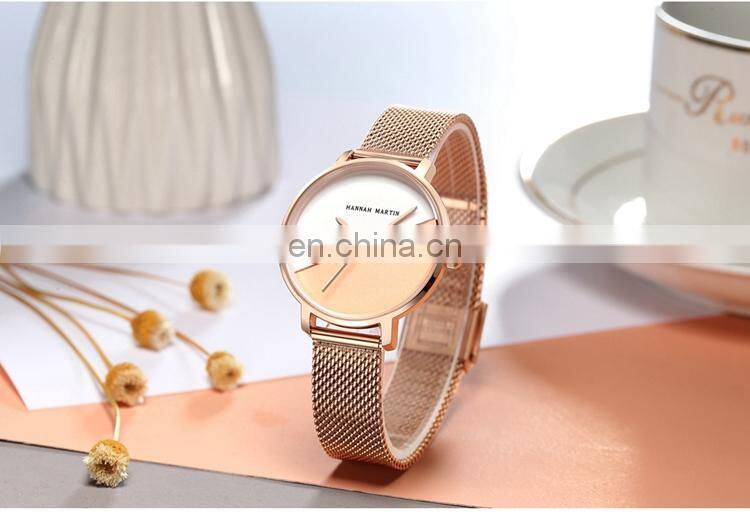 HANNAH MARTIN HM-133 Accept Customise Watch Ladies Rose Gold Stainless Steel Analog Quartz Brand Watches