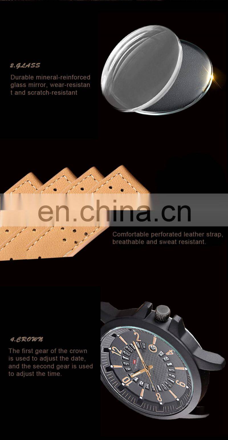 VaVa Voom VA-206 Casual Mens Quartz Watches Calendar Waterproof Fashion Leather Man Watch Wrist