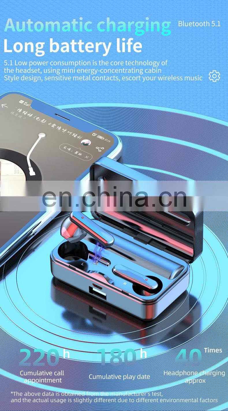 2021 New Mirror H8 TWS Wireless earbuds Mini Earphone 2000mAh LED Display Headset earphone Noise Canceling Gaming Headphones