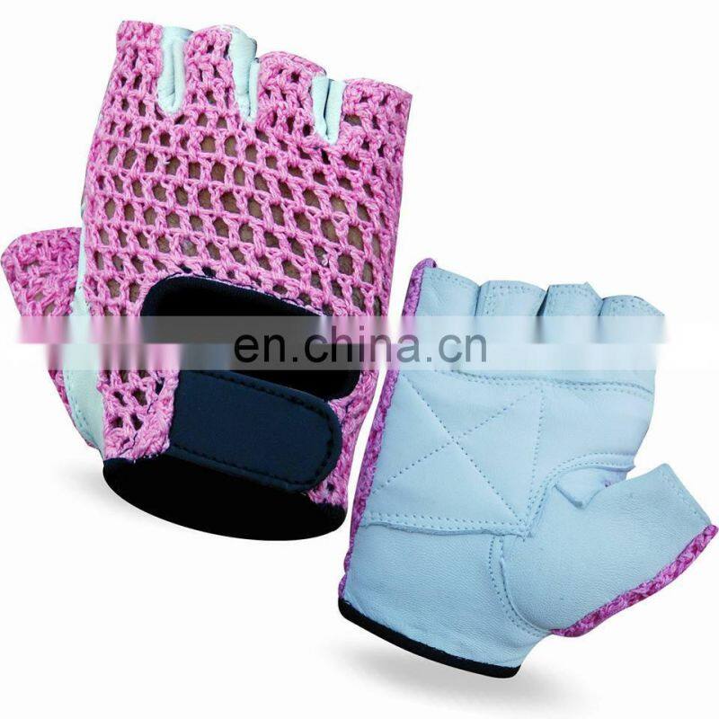 Custom logo Weight Lifting Gym Cycling Body Building Exercise Fitness Gloves with Leather Padded Weightlifting gloves