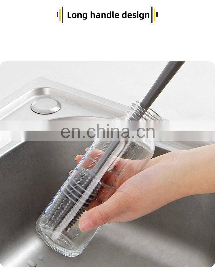 Silicone Cup Brush Cup Scrubber Glass Cleaner Kitchen Cleaning Tool Long Handle Drink Wineglass Bottle Glass Cup Cleaning Brush