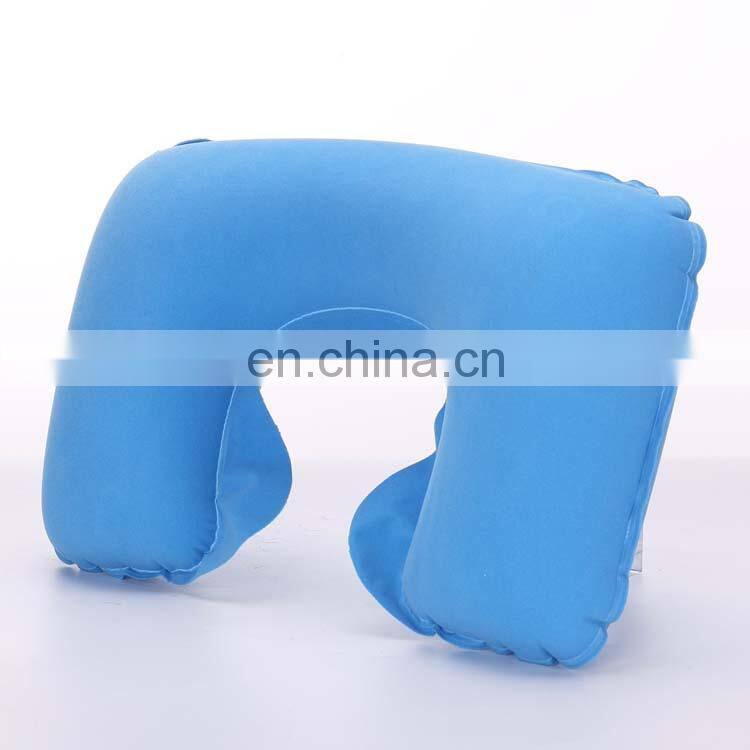 Ready to Ship Foldable PVC Flocking U Shape Air inflatable Travel Neck Pillow For Airplane Travel
