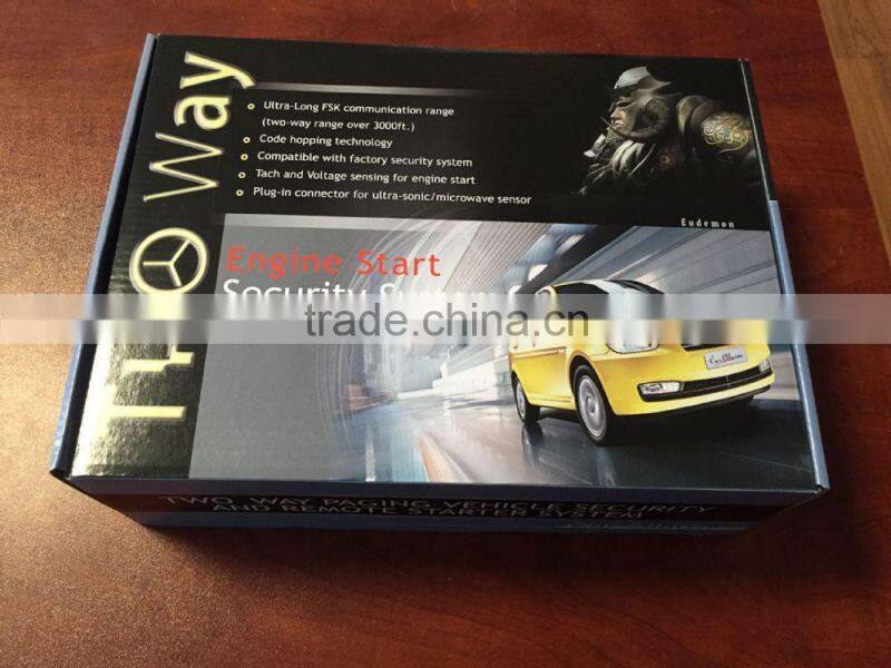 LCD two way car security with remote engine start function, up to 2000 meters
