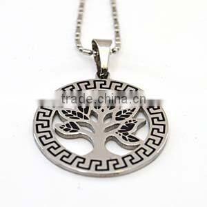 Vacuum plating silver rose gold round shape wholesale fashion jewelry tree of life pendant