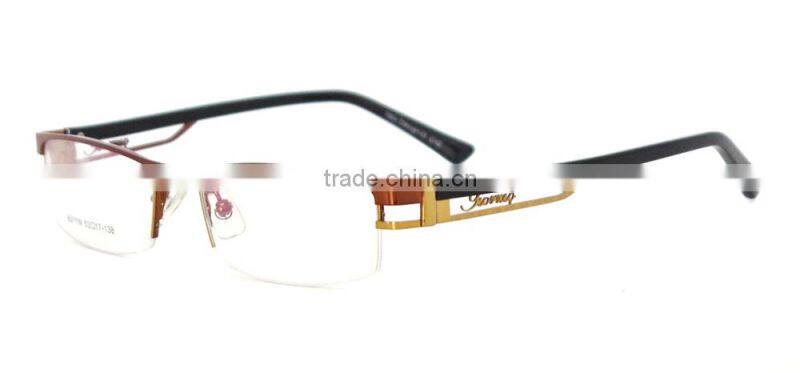 Half-rim metal alloy optical eyeglasses frame stands manufacturing china for adult
