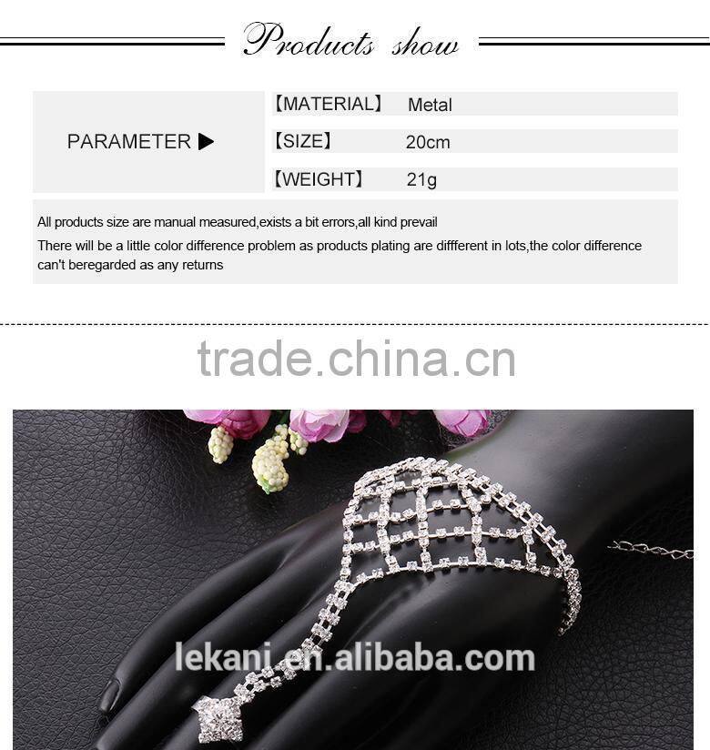 Unique Design Women Sexy Finger Top Grade Crystal Indian Ring Bracelet