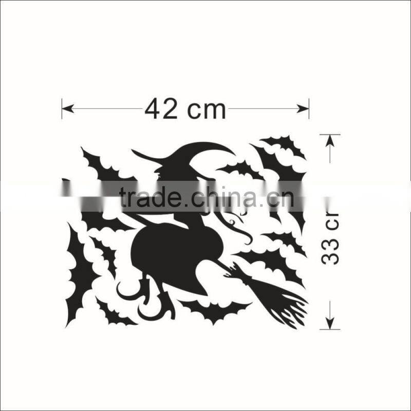ALFOREVER Halloween Witch fly around bats vinyl sticker,witch wall decals