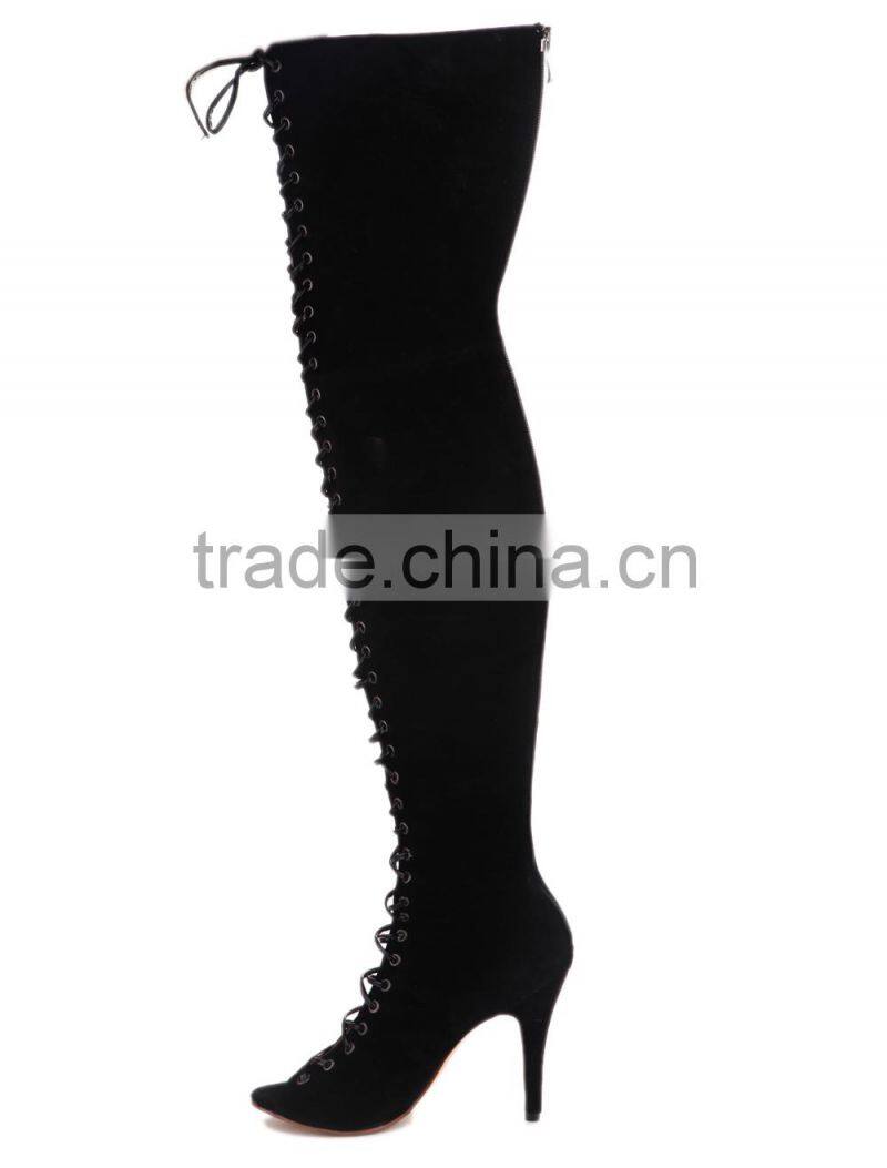 Fancy Hand Made Shoes boots Ladies Summer Peep Toe Long Boots Lace Up Thigh High Boots for Women