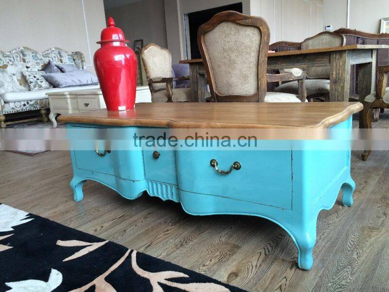Home Furniture General Use blue Antique 2 drawers French table