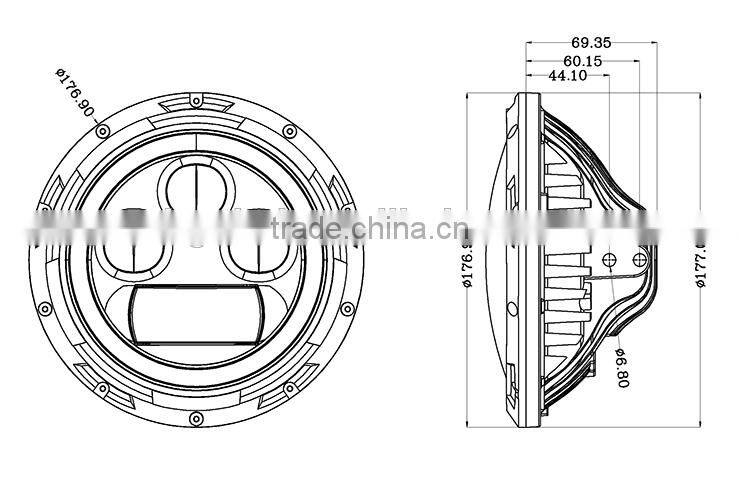 New arrival and Smart design round vehicles medical headlight led in 60W 7 inch