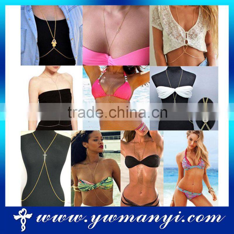 Fashion china jewelry wholesale jewelry making gold body chain fake gold chains B0027