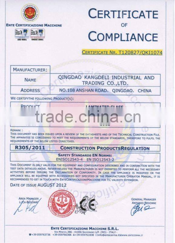 6.38 Guard rail tempered and laminated glass with CE